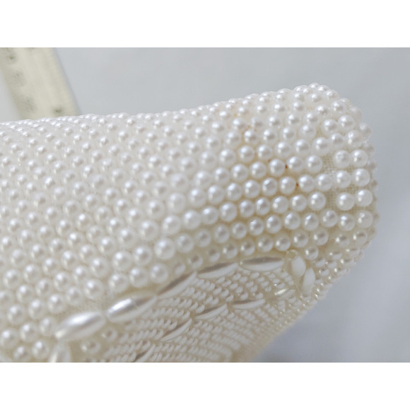 Vintage Beaded Ivory Clutch Purse Formal Evening, Weddings-Bride Japan Pre-Owned - Picture 9 of 16